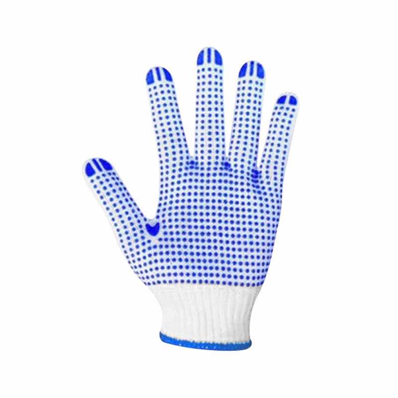 漢盾勞保用品?720G藍(lán)點(diǎn)掌面點(diǎn)塑滌棉紗線(xiàn)手套